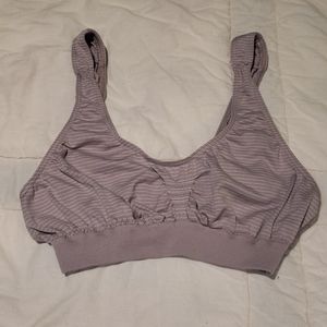 Bali Grey and White Striped Sports Bra (Sz S)